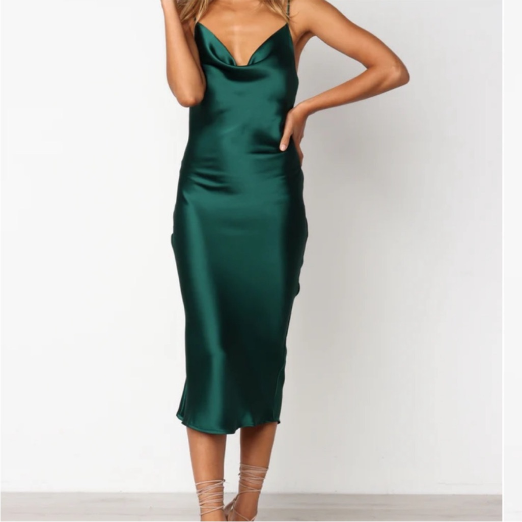 Petal & Pup Emerald Green Satin Dress Us Size 6